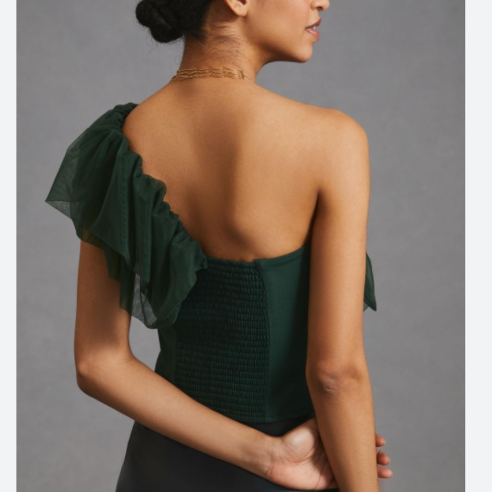 Sunday in Brooklyn One-Shoulder Ruffle Tulle Chic Glam Party Modern Trendy Top - Picture 3 of 7